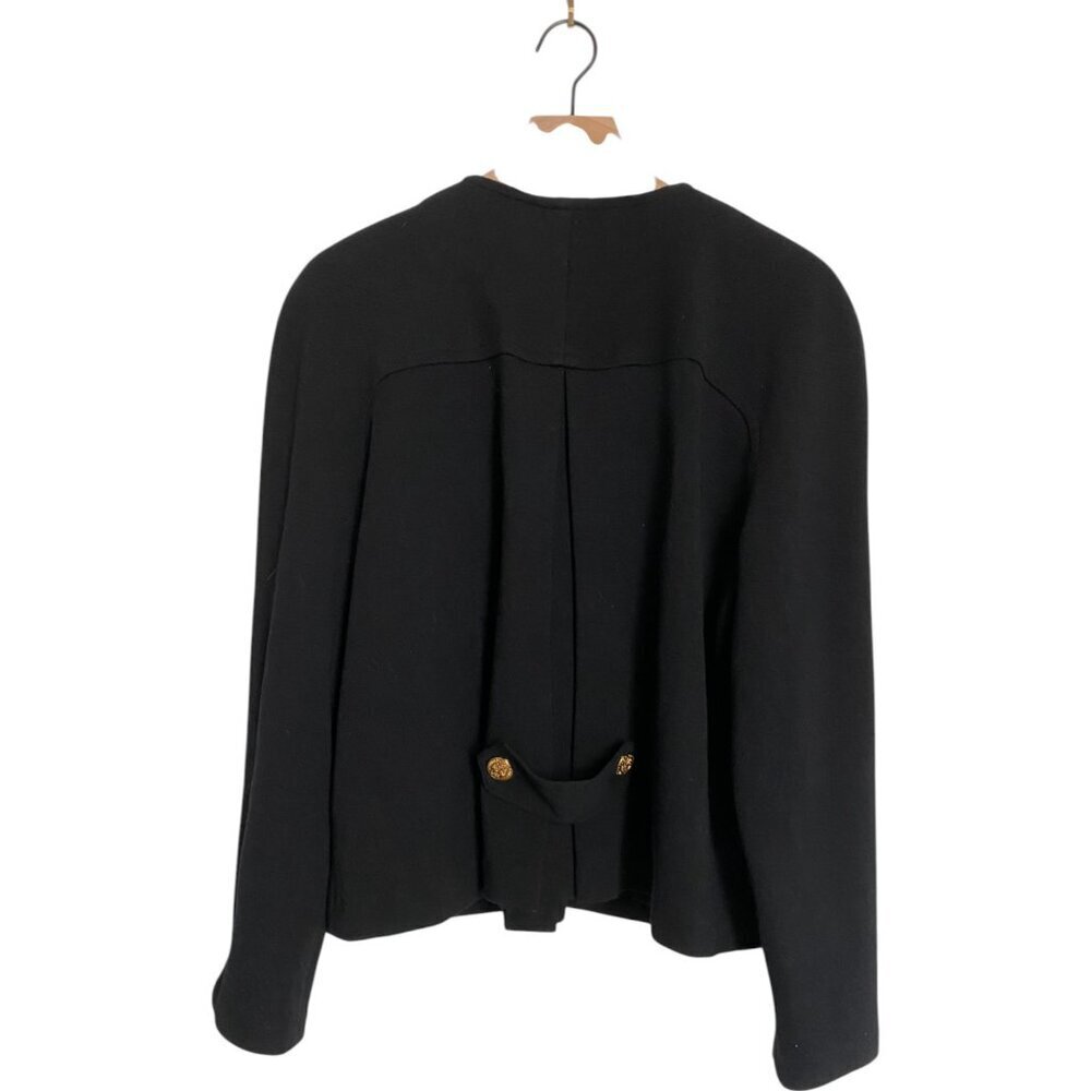 Adrienne Vittadini 100% Wool Blac Blazer Jacket with Gold Butons Sz 14 - Picture 5 of 7